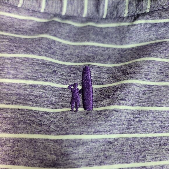 Johnnie-O Newton Mens Golf Polo Shirt Size L Purple Striped JMPO4190 HSU Logo - Picture 9 of 14
